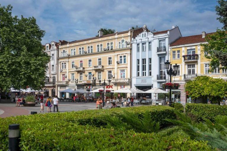 Amazing Panoramic view of center of city of Plovdiv, Bulgaria